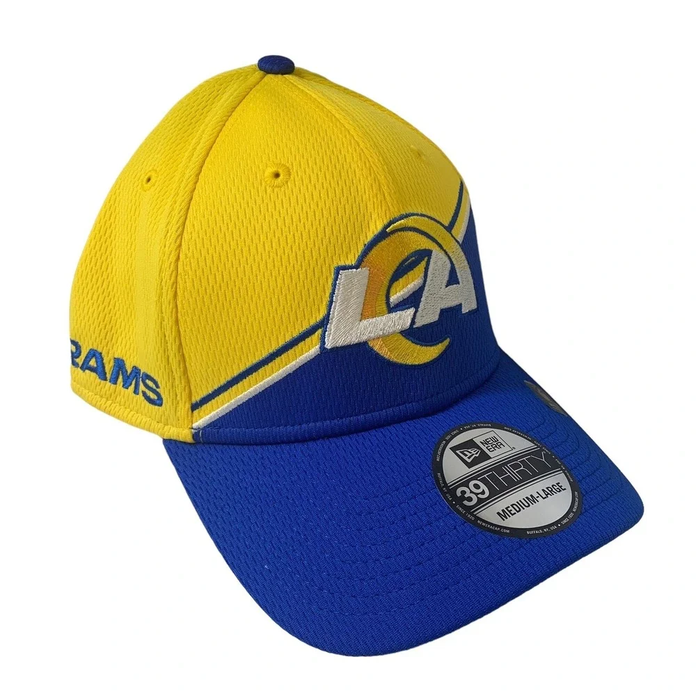 New Era Los Angeles Rams 39THIRTY 2023 Sideline Stretch Hat Size Medium/Large